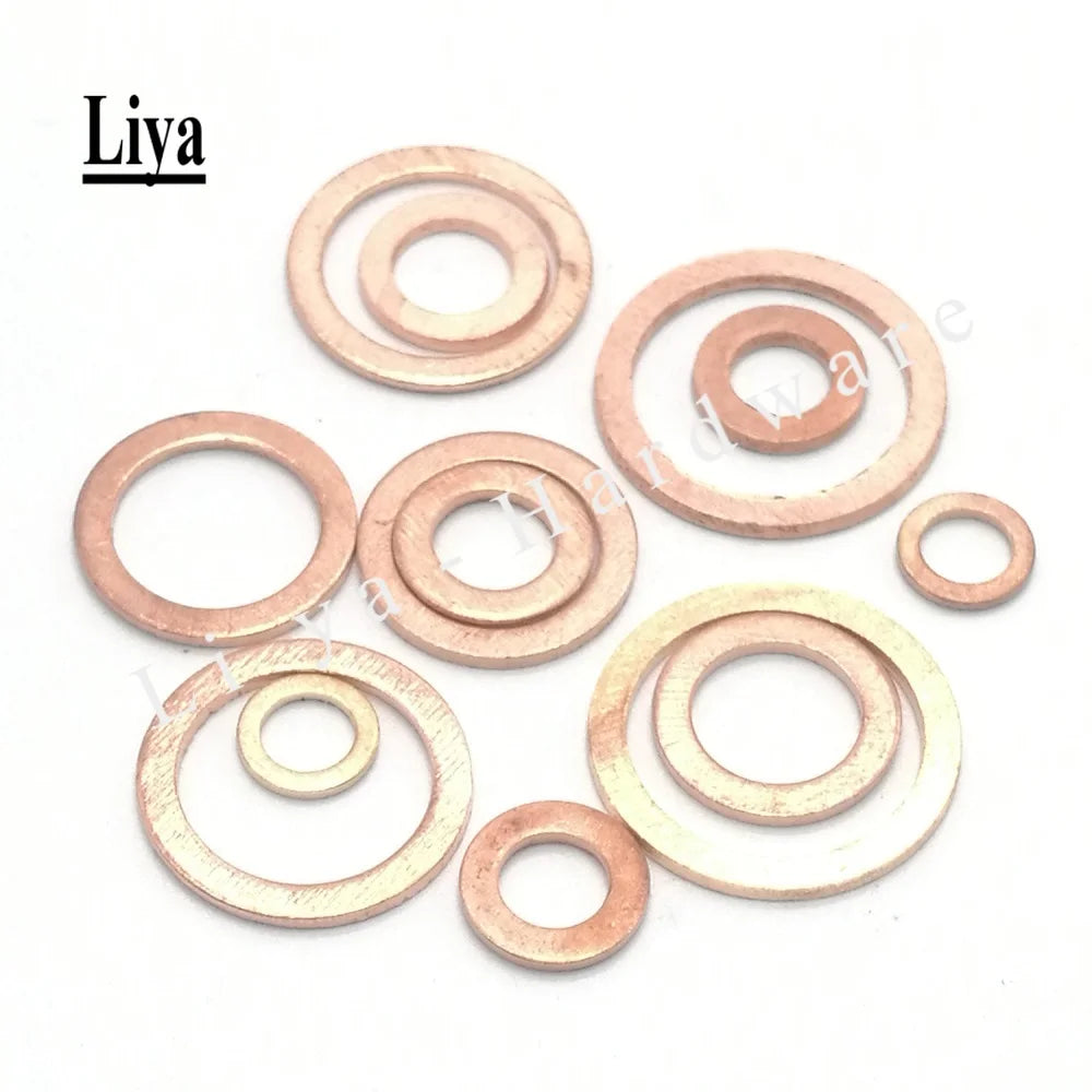 10-50pcs Solid Copper Washer Sump Plug Oil Seal Fittings 10*14*1MM Boat Crush  Gasket Flat Seal Ring Tool Accessories