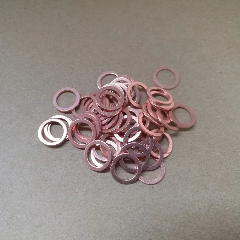 10-50pcs Solid Copper Washer Sump Plug Oil Seal Fittings 10*14*1MM Boat Crush  Gasket Flat Seal Ring Tool Accessories