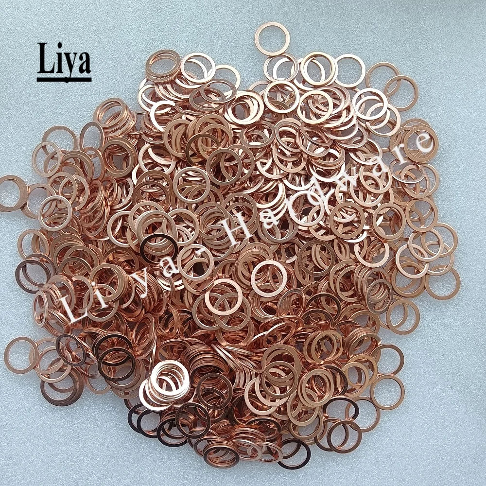 10-50pcs Solid Copper Washer Sump Plug Oil Seal Fittings 10*14*1MM Boat Crush  Gasket Flat Seal Ring Tool Accessories