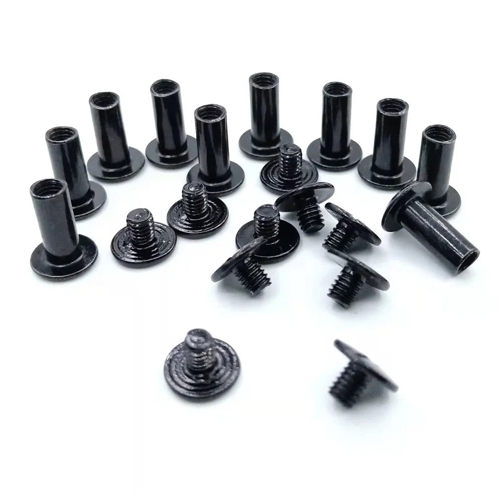 100 sets M5*4/5/6/8/10/12/15/18/20/25/30 Black Plated Account Books Screw , Snap Rivet Chicago Screws, Book Butt Binding Nails