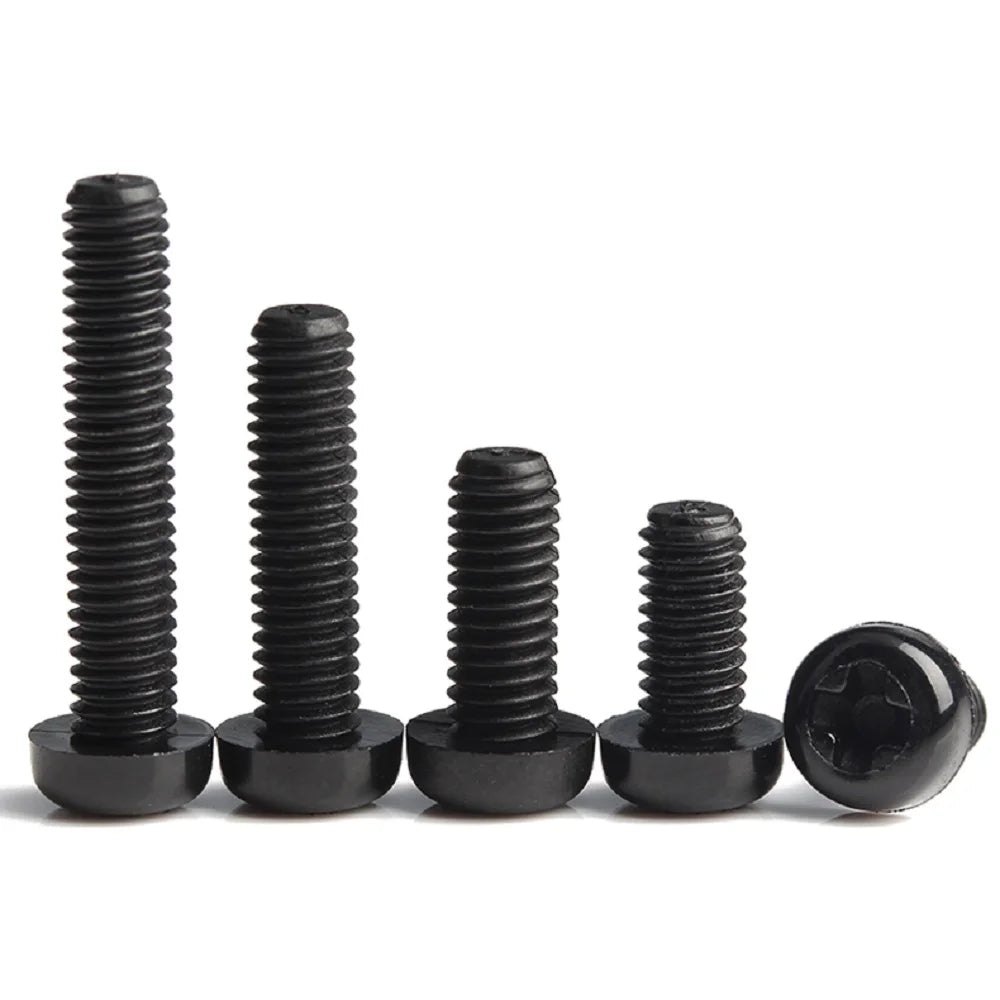 1000pcs  ISO7045 DIN7985 GB818 Black or White M2/2.5/3/4/5/6 Phillips Cross Pan Head Nylon Screws Plastic Phillips Screw