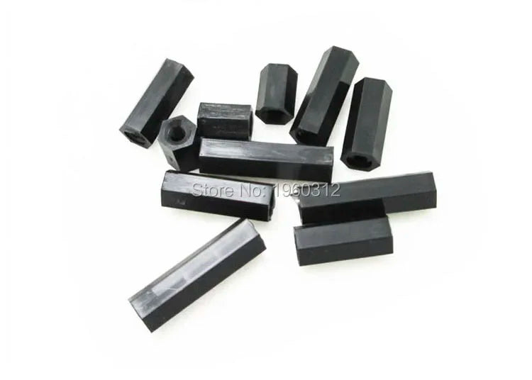 1000pcs M2/2.5/3/4  Black Plastic Nylon Hexagon Hex Female-Female Thread Nuts Standoff  F-F Spacer Pillars