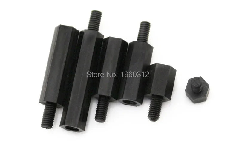 1000pcs Male To Female Thread M2/2.5/3/4*L + 6mm Black Plastic Nylon Hexagon Hex Standoff Spacer Pillars