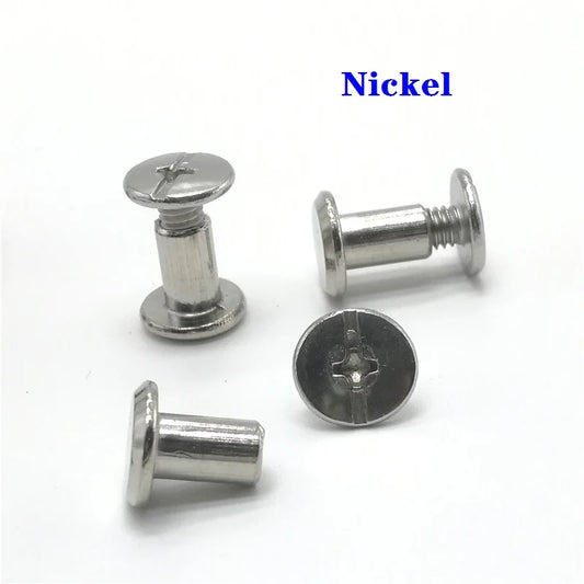 100pcs Φ5*4/5/6/8/10-50mm Nickel Plated Chicago Screws, M4 Snap Rivet Books Butt Screw, Photo Album Binding Screw