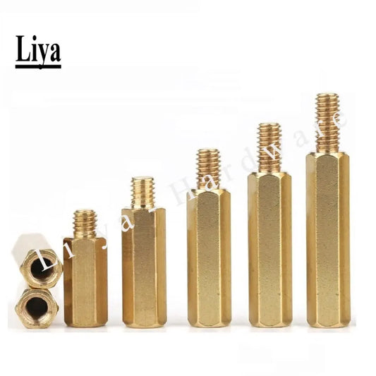 100pcs  Brass Standoff Spacer M3 xL  Male  +3/4/6/8mm Long Lasting High Quality