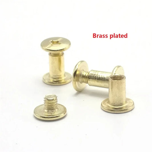 100pcs M5*4/5/6/8/10-50mm brass Plated Chicago Screws, Snap Rivet Books Butt Screw, Photo Album Binding Screw