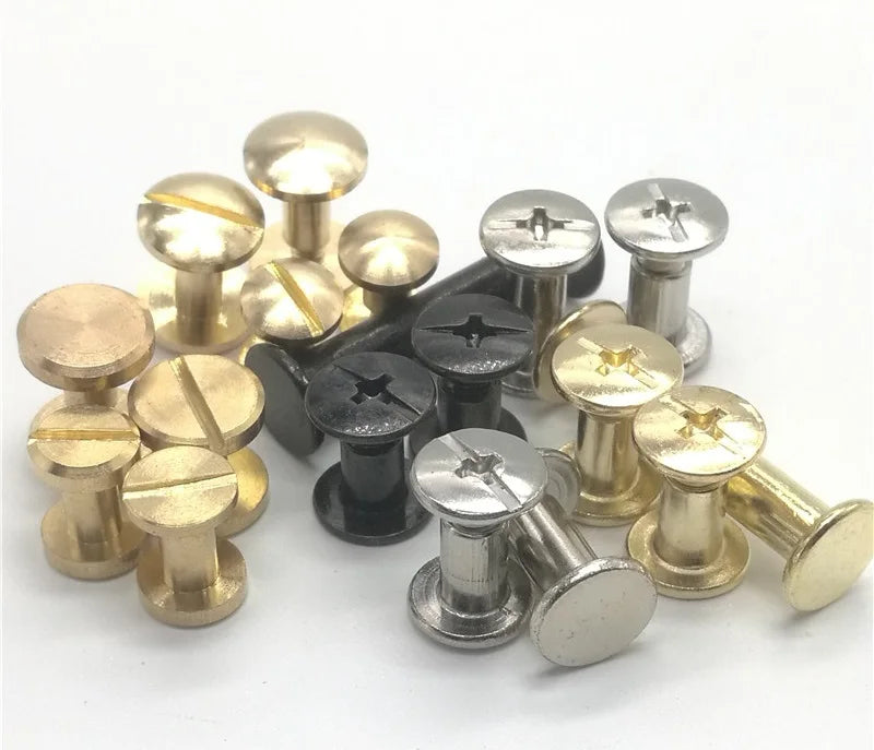 100pcs M5*4/5/6/8/10-50mm brass Plated Chicago Screws, Snap Rivet Books Butt Screw, Photo Album Binding Screw