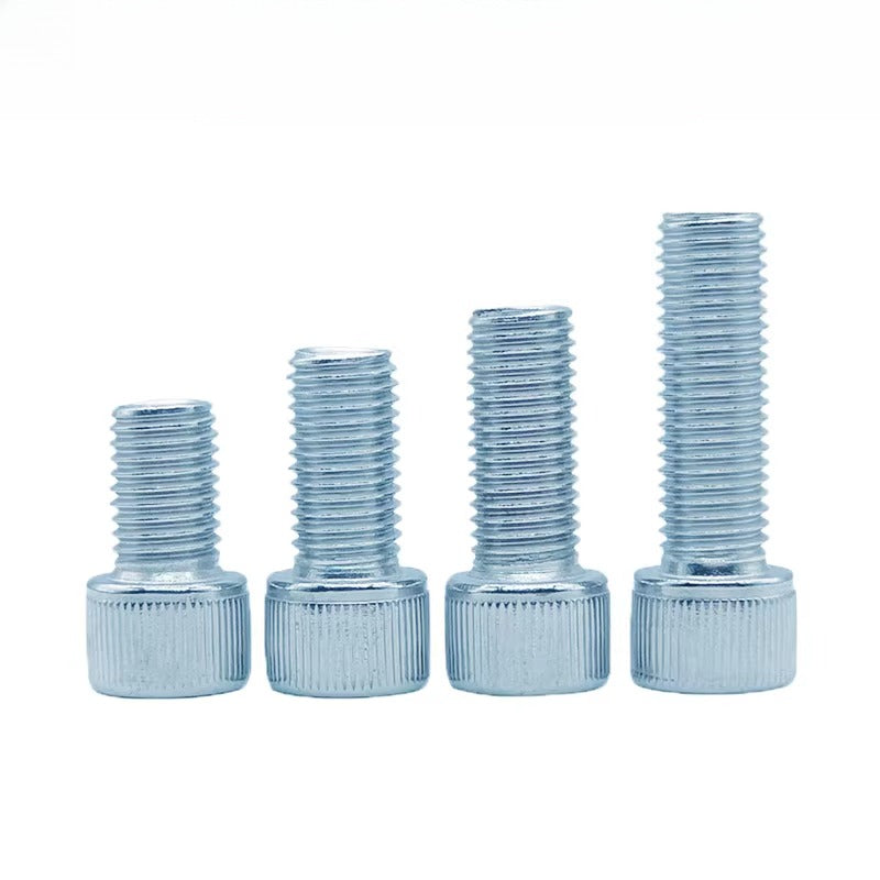 DIN912 M4-M10 12.9 Grade Blue-White Zinc Screw Cylindrical Head Hex Knurled Cup Head Fastener