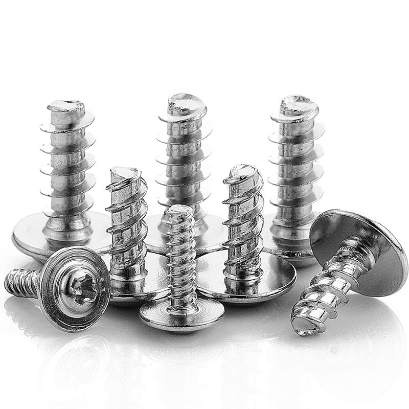 M2/M3/M4 Carbon Steel Nickel-Plated Phillips Pan Head Self-Tapping Screws with Washer for DIY & Furniture Assembly