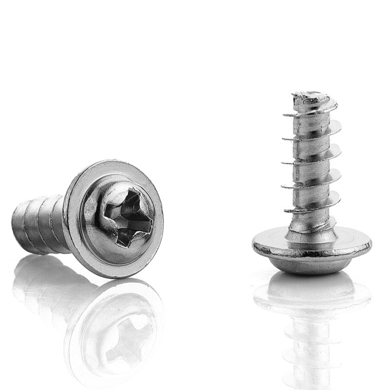 M2/M3/M4 Carbon Steel Nickel-Plated Phillips Pan Head Self-Tapping Screws with Washer for DIY & Furniture Assembly