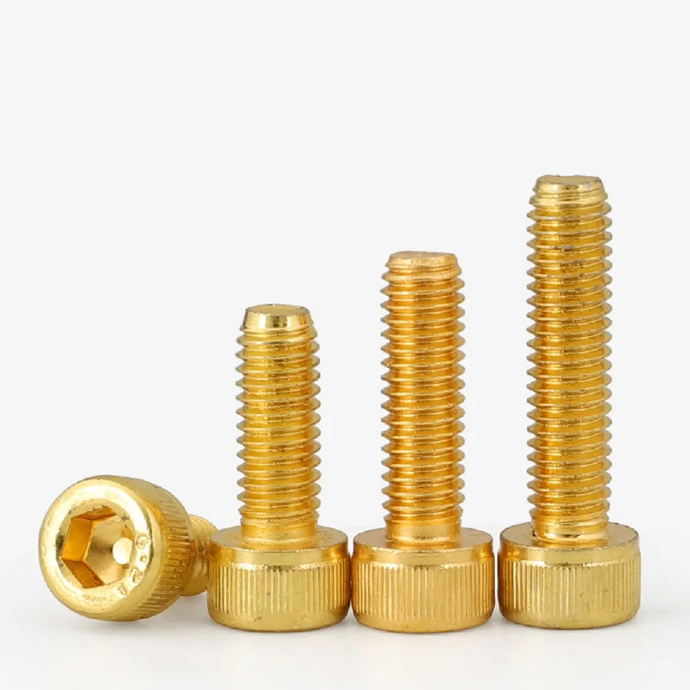 10PCS Titanium Plating Gold M2 M2.5 M3 M4 M5 M6 L=4-30mm 12.9 Grade Screw DIN912 Hexagon Hex Socket Head Cap Allen Bolt