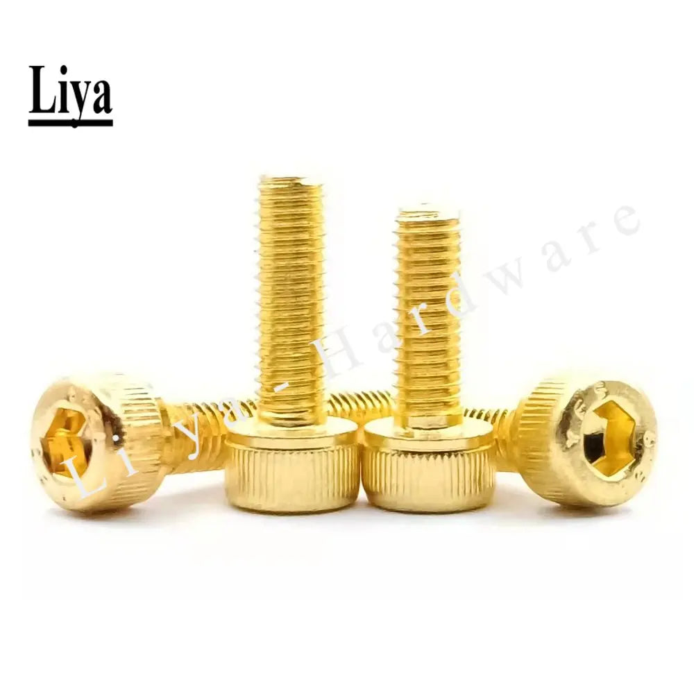 10PCS Titanium Plating Gold M2 M2.5 M3 M4 M5 M6 L=4-30mm 12.9 Grade Screw DIN912 Hexagon Hex Socket Head Cap Allen Bolt