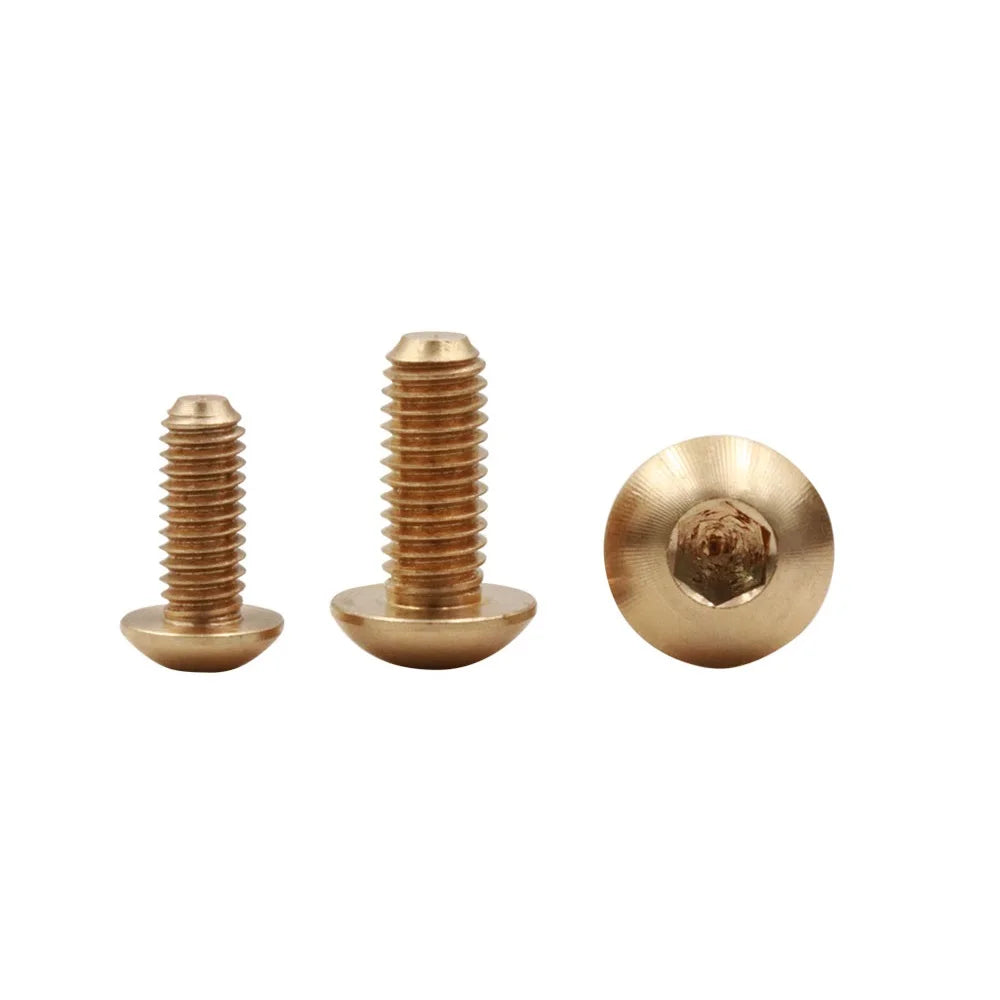 10pcs ~ 50pcs m2 M2.5 M3 M4 M5*L ISO7380 Brass Hex Socket Button Head Screw Round Allen Key head screws not copper bolts