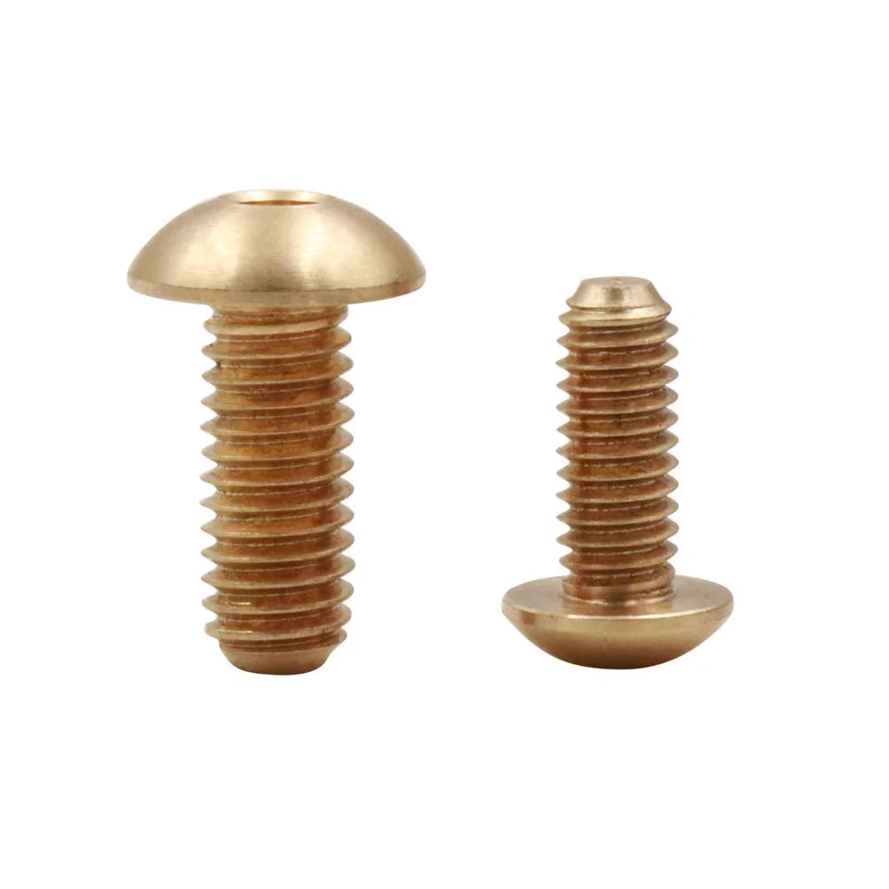 10pcs ~ 50pcs m2 M2.5 M3 M4 M5*L ISO7380 Brass Hex Socket Button Head Screw Round Allen Key head screws not copper bolts