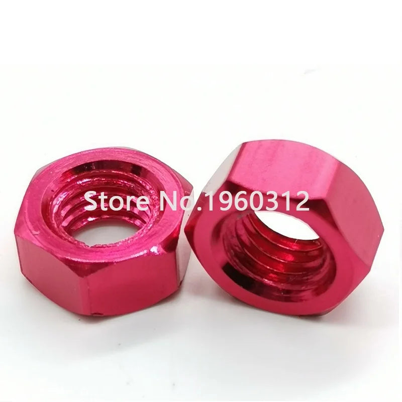 10pcs DIN934 colourful m3 m4 m5 m6 Aluminum Alloy Hexagonal Hex Nut Lock Nuts for FPV RC Multicolor Red Purple Royal Gold Pink