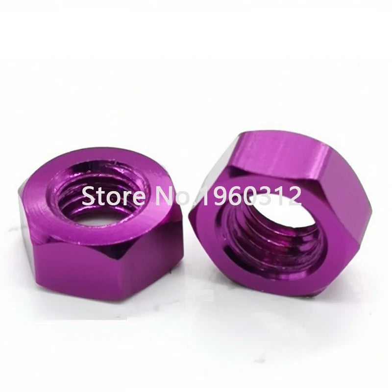 10pcs DIN934 colourful m3 m4 m5 m6 Aluminum Alloy Hexagonal Hex Nut Lock Nuts for FPV RC Multicolor Red Purple Royal Gold Pink