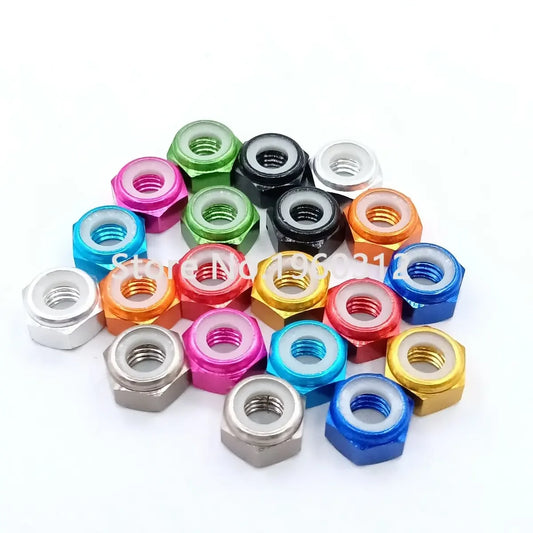 10pcs M2 M2.5 M3 M4 M5 M6 M8 colourful  Aluminum Nylon Insert Lock Nut Self-locking Nuts Locknuts Model Hex Nut DIN985