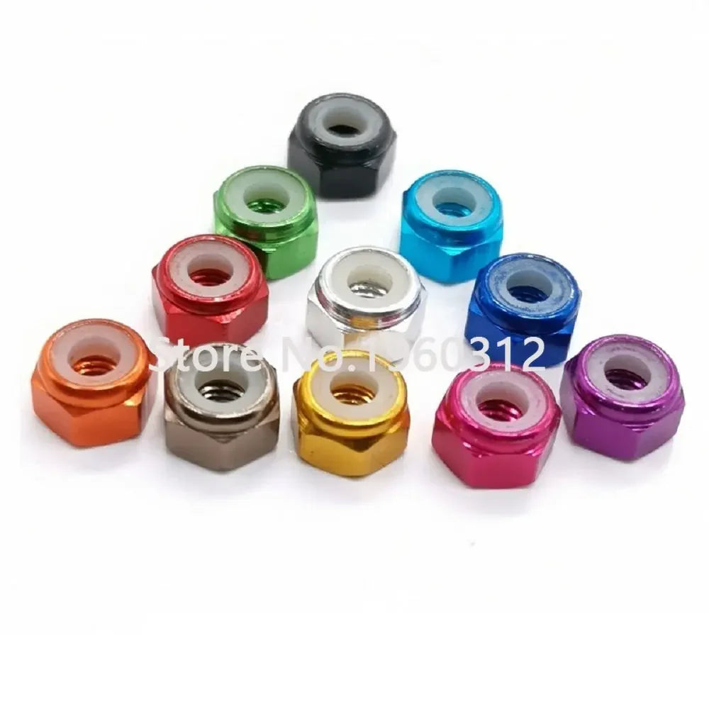 10pcs M2 M2.5 M3 M4 M5 M6 M8 colourful  Aluminum Nylon Insert Lock Nut Self-locking Nuts Locknuts Model Hex Nut DIN985