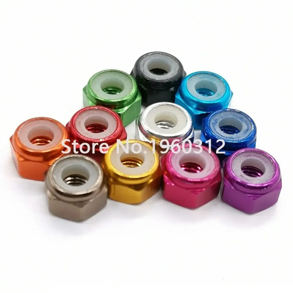 10pcs M2 M2.5 M3 M4 M5 M6 M8 colourful  Aluminum Nylon Insert Lock Nut Self-locking Nuts Locknuts Model Hex Nut DIN985