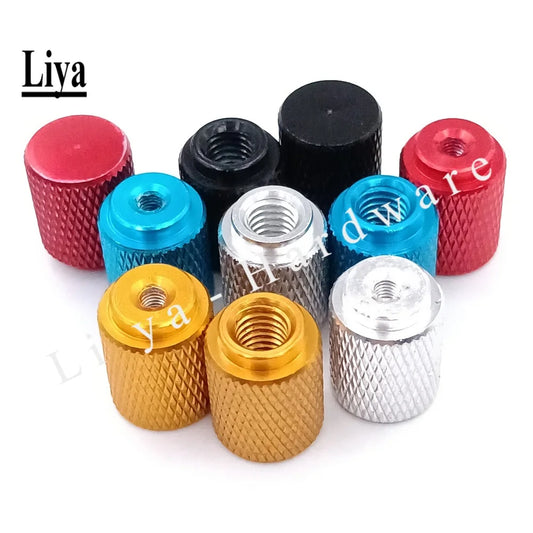 10pcs  M3 M4 M5 M6 colourful aluminum blind hole thumb nut lengthening and heightening round knurled handle nut