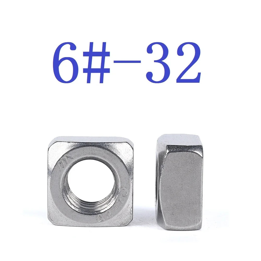 10pcs Stainless steel American GB39 square nut 6#-32 8#-32 10#-24 1/4-20  5/16-18 3/8-16 metric DIN557 square nut