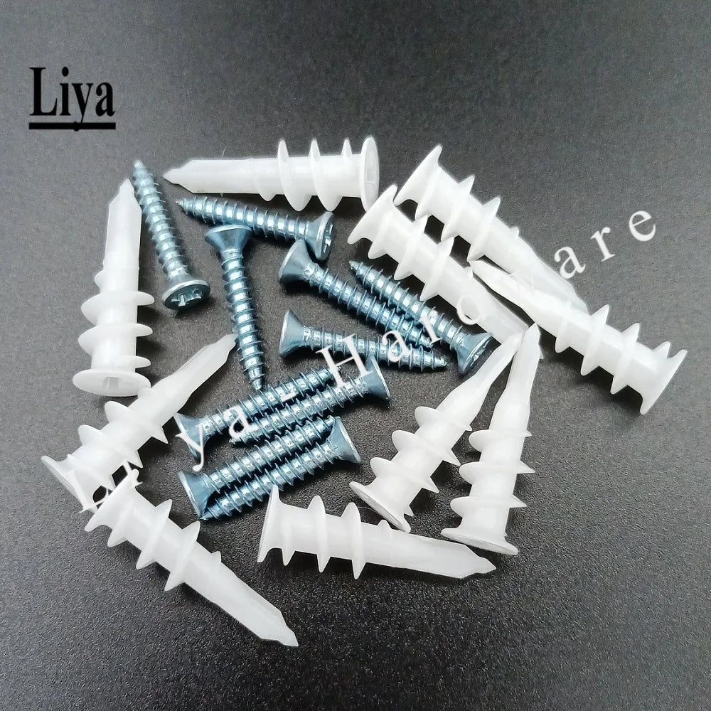 10set Plasterboard Anchor 10x25/10x33/13x42   Drywall Nylon Ribbed Anchor  Self Drilling Wall Drywall Plastic Nylon Anchor