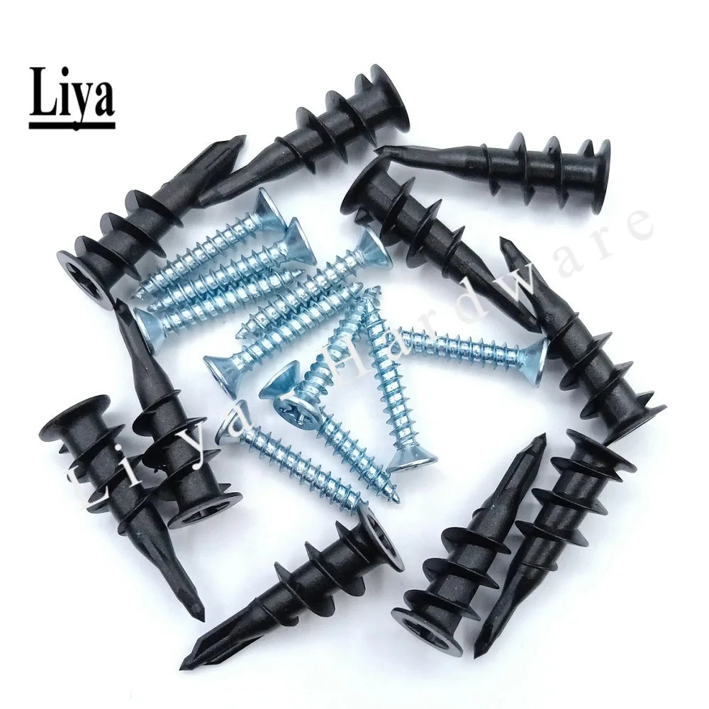 10set Plasterboard Anchor 10x25/10x33/13x42   Drywall Nylon Ribbed Anchor  Self Drilling Wall Drywall Plastic Nylon Anchor