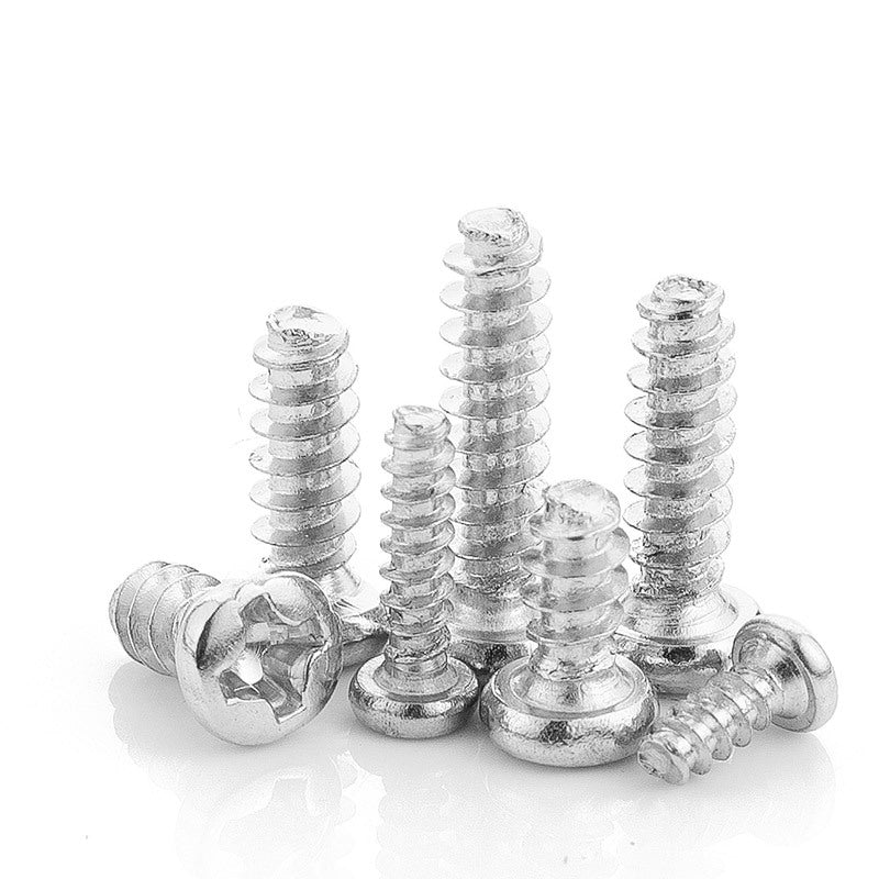 M1.2/M3/M4/M5 201 Stainless Steel Cross Round Head Flat Tail Self-Tapping Screw Pan Head Flat Tail Screw  for Electronic & Woodworking