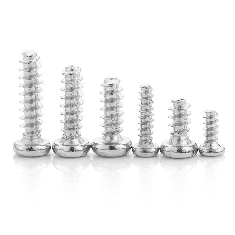 M1.2/M3/M4/M5 201 Stainless Steel Cross Round Head Flat Tail Self-Tapping Screw Pan Head Flat Tail Screw  for Electronic & Woodworking