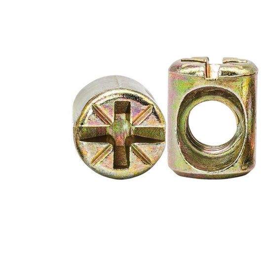 M6 nut carbon steel colored zinc plated horizontal hole nut furniture connector rice cross groove hammer nut hammer nut  for Furniture Connecting & Fixing