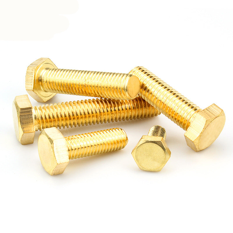 M4/M6/M8/M10 H62 External Hexagon Copper Screw Bolt Trimmed Hexagon Copper Machine Tooth Screw Machine Screw for Industrial & Hardware Use