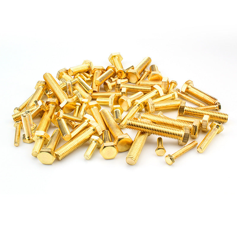 M4/M6/M8/M10 H62 External Hexagon Copper Screw Bolt Trimmed Hexagon Copper Machine Tooth Screw Machine Screw for Industrial & Hardware Use