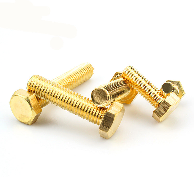 M4/M6/M8/M10 H62 External Hexagon Copper Screw Bolt Trimmed Hexagon Copper Machine Tooth Screw Machine Screw for Industrial & Hardware Use