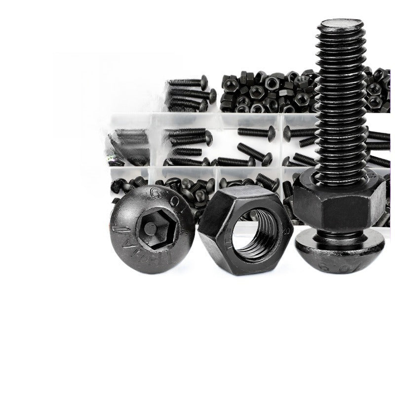 10.9 High Strength Round Head Hex Screws Nut Set Black Round Head Bolts Boxed Screws