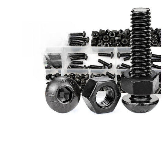 10.9 High Strength Round Head Hex Screws Nut Set Black Round Head Bolts Boxed Screws