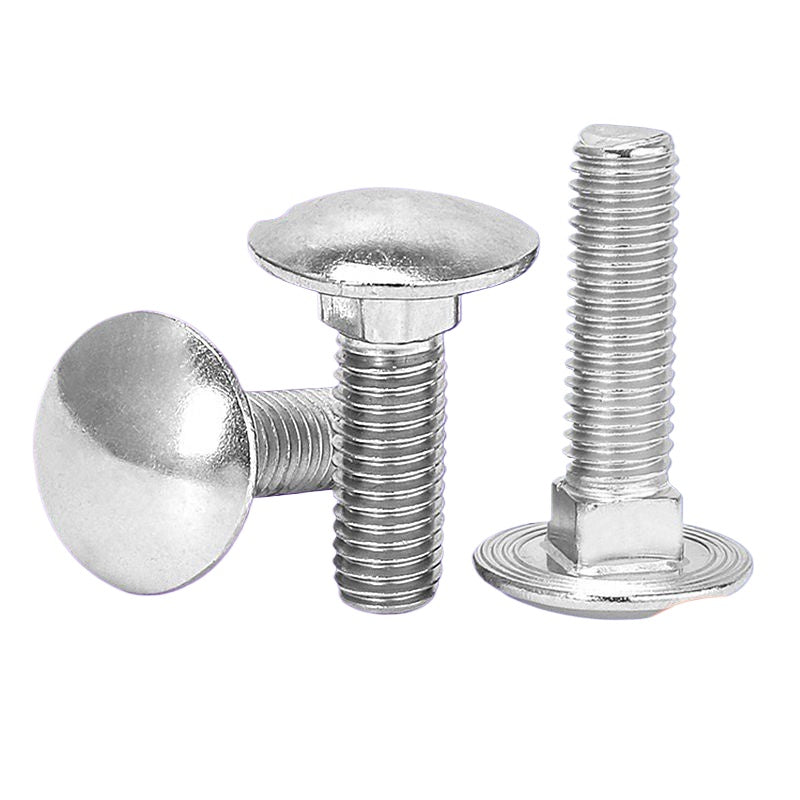 M5/M6/M8 Carbon Steel Galvanized Carriage Screws Carriage Bolts Half Round Head Square Neck Screws Shelf Bridge Screws for Furniture Assembly & Structural Support
