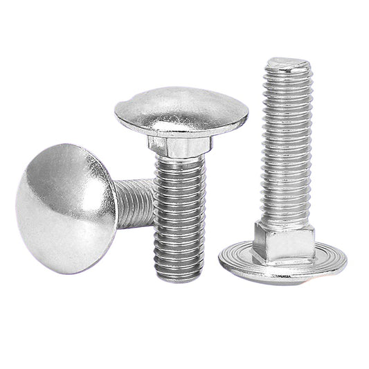 M5/M6/M8 Carbon Steel Galvanized Carriage Screws Carriage Bolts Half Round Head Square Neck Screws Shelf Bridge Screws for Furniture Assembly & Structural Support