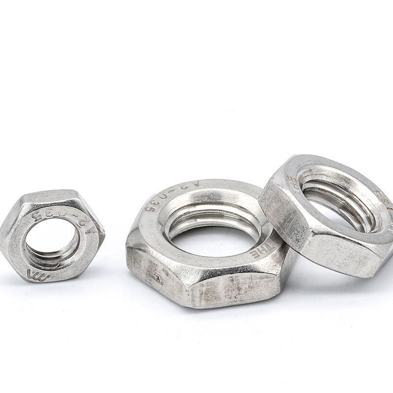 M4/M5/M6/M8/M10 304 Stainless Steel Hex Thin Nuts – Low Profile Flat Hex Nuts for Furniture and Machinery