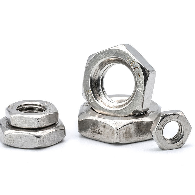 M4/M5/M6/M8/M10 304 Stainless Steel Hex Thin Nuts – Low Profile Flat Hex Nuts for Furniture and Machinery