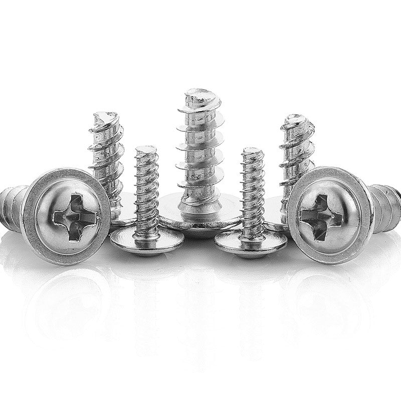 M2M3M4M5 304 stainless steel cross groove round head with spacer flat tail self-tapping screw pan head with pad self-tapping nail for Woodworking & Home Installation
