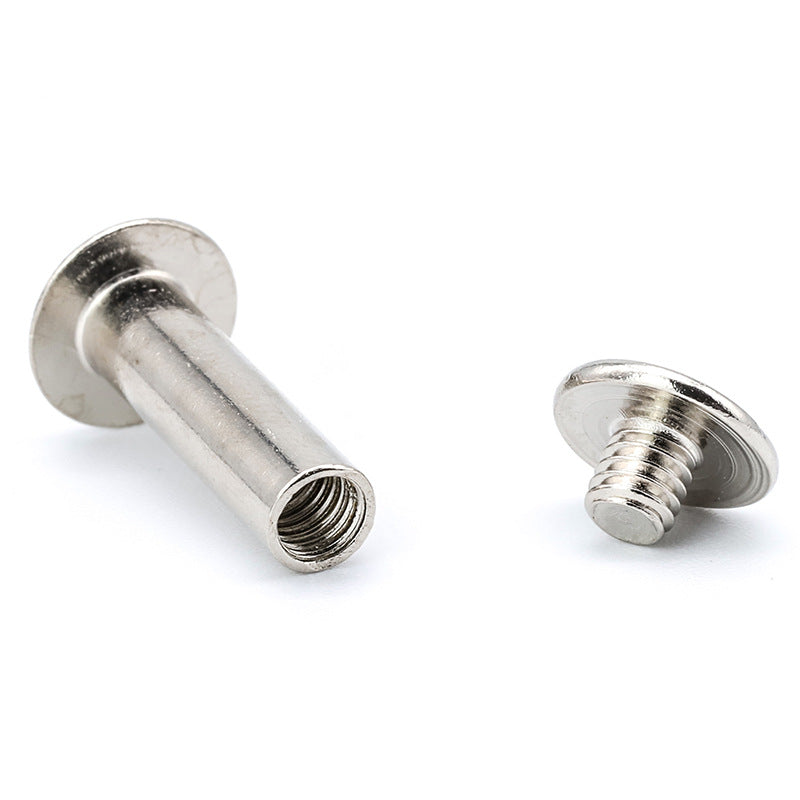 Carbon steel nickel plated mother and child rivets fixed letter screws pair lock ledger album binder screws mother and child screws  for Ledger Album Book Binder