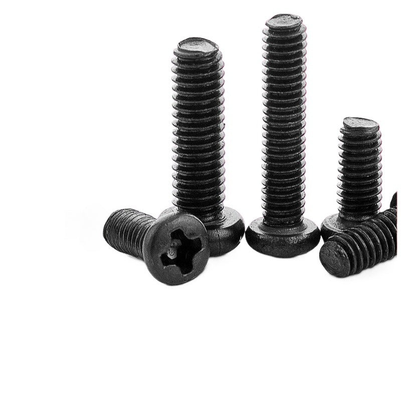 M1.6 M3 M4 M6 Carbon Steel Black Round/Pan Head Cross Screws Bolts for DIY Household & Light Industrial Hardware Fixing