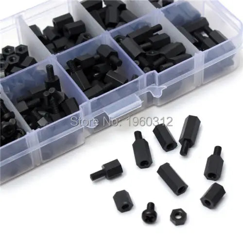 180pcs M2 M2.5 M3 x 5 / 10 / 15 / 20mm Nylon Hex Spacer Screw Nut Assortment Kit Plastic Standoff Set black or white kit