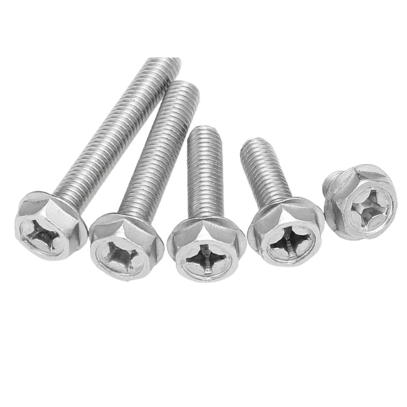 M4/M5/M6/M8 304 stainless steel cross flange screws outer hexagonal recess flange bolts toothed screws for Equipment Assembly