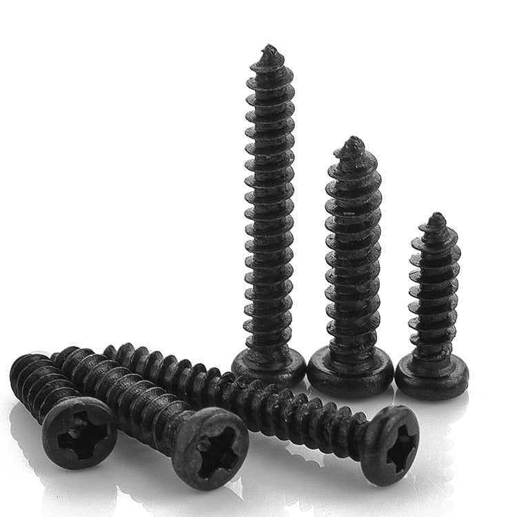 M1M2M3M4 Hard Black Carbon Steel Cross Pan Head Self-Tapping Screws for Electronic & Small Appliance Assembly