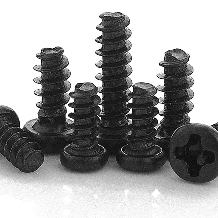 M2/M3/M4  304 Stainless Steel Black Phillips Round Head Flat Tail Self Tapping Screw pan head flat tail self-tapping screw for Electronic & Furniture Assembly
