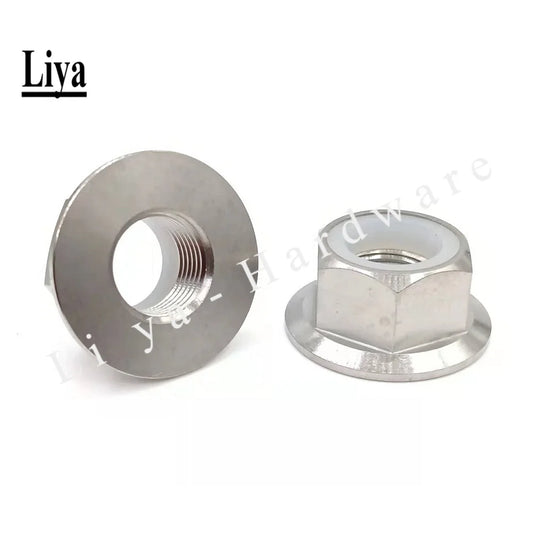 1pcs DIN6926 M5 M6 M8 M10 M12 M14 titanium Flange Nylon lock nut TC4