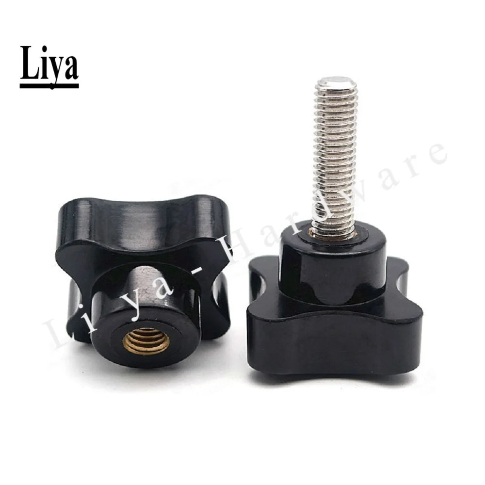 1pcs High quality cross handle rubber head hand screw 304 stainless steel bakelite four-corner knob M5M6M8M10M12*10-90