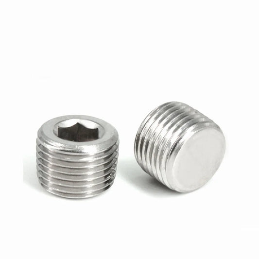 1pcs NPT/PT   1/16   1/8   1/4   3/8   1/2   3/4  1''   1-1/4    304  stainless steel hexagonal socket external screw plug