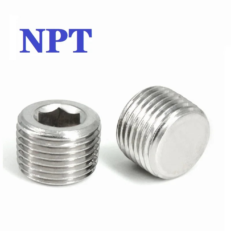 1pcs NPT/PT   1/16   1/8   1/4   3/8   1/2   3/4  1''   1-1/4    304  stainless steel hexagonal socket external screw plug